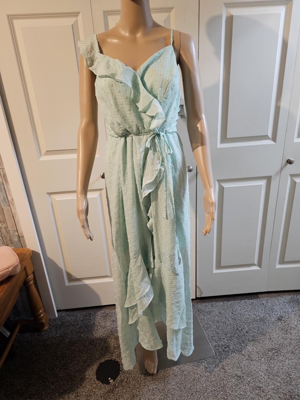 Seafoam Ruffle Wrap Maxi Dress - Lightweight Summer Dress